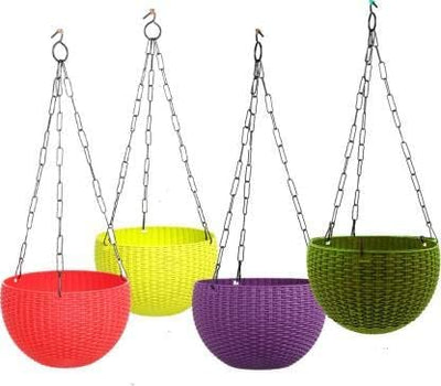 Flower Pot Hanging Basket with Hook Chain for Home Garden Office Balcony Grower Planter-Size 6 Inch