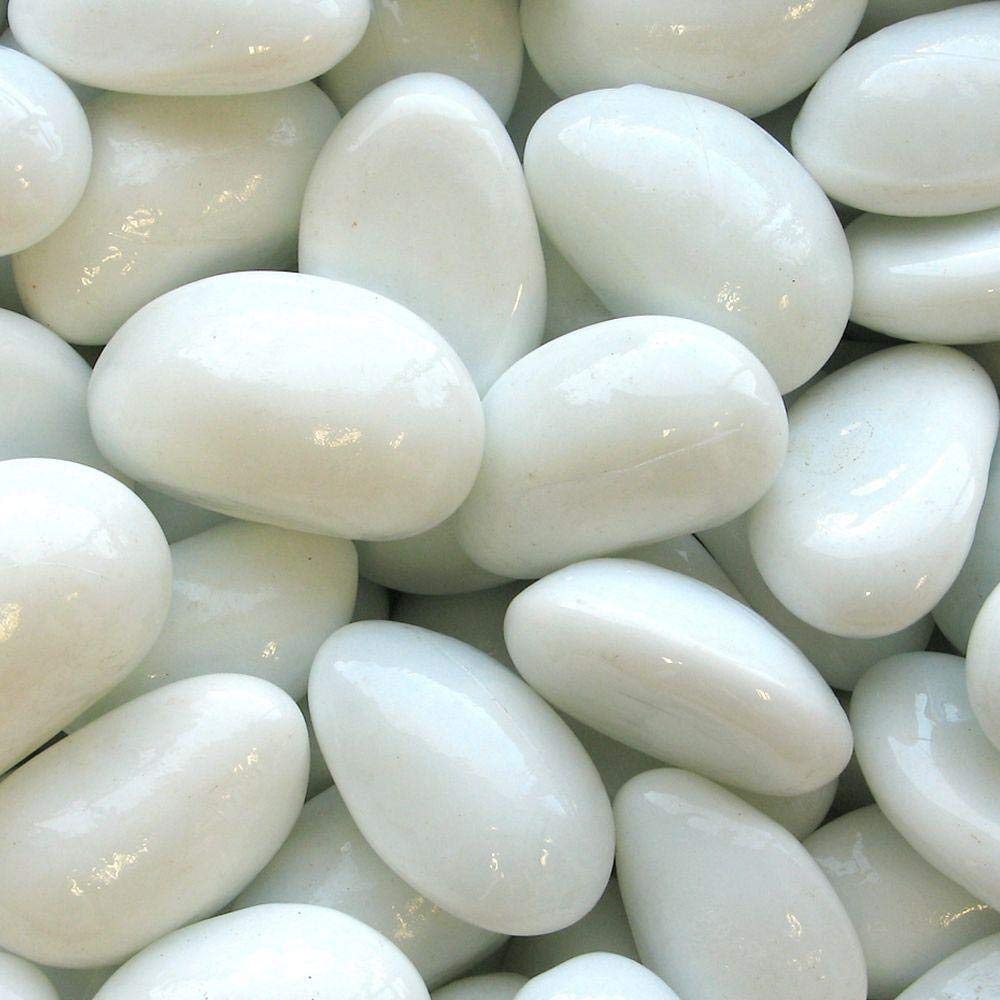Polished Glossy Pebble Stones (450 g, Medium, White)