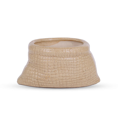 Gunny Bag Shaped Ceramic Pot Beautiful Handmade Pot (15x12x8) cm