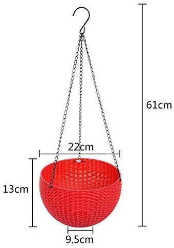 Plastic Flower Pot Hanging Basket With Hook Chain, Multicolour, 5 inch (3 Pieces)