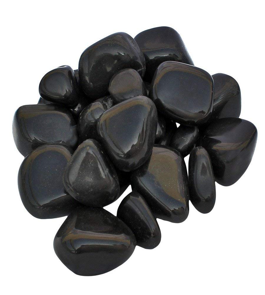 Polished Glossy Black Pebble Stones - 1 kg for Home Decoration, Garden Decoration, Fountain, Aquarium - 400 Grams